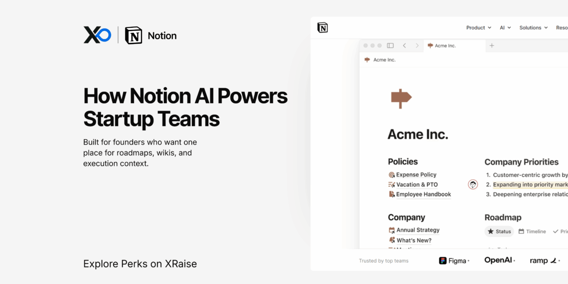 Notion AI workspace, Notion AI workspace for startup teams