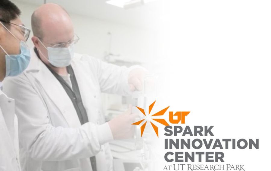 Exterior view of the Spark Cleantech Accelerator building at the University of Tennessee Research Park, showcasing its modern architecture.