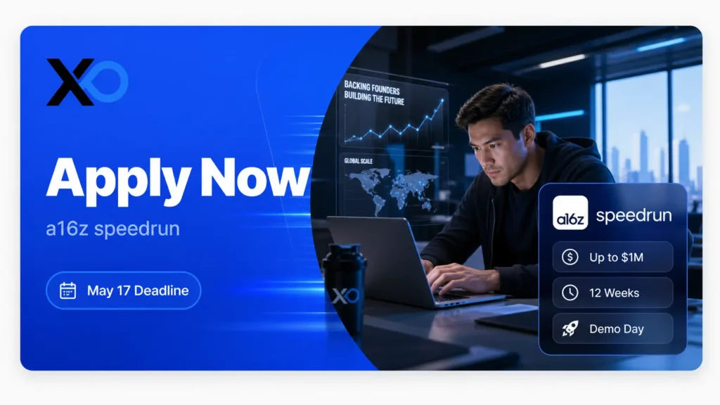 a16z accelerator apply now speedrun deadline may 17 up to 1M 12 weeks demo day