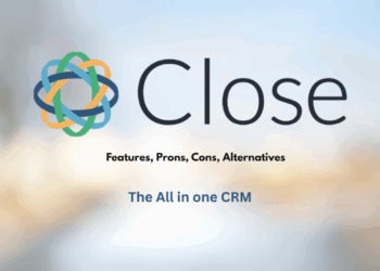 Cover image showcasing Close CRM's brand logo and startup-focused messaging.