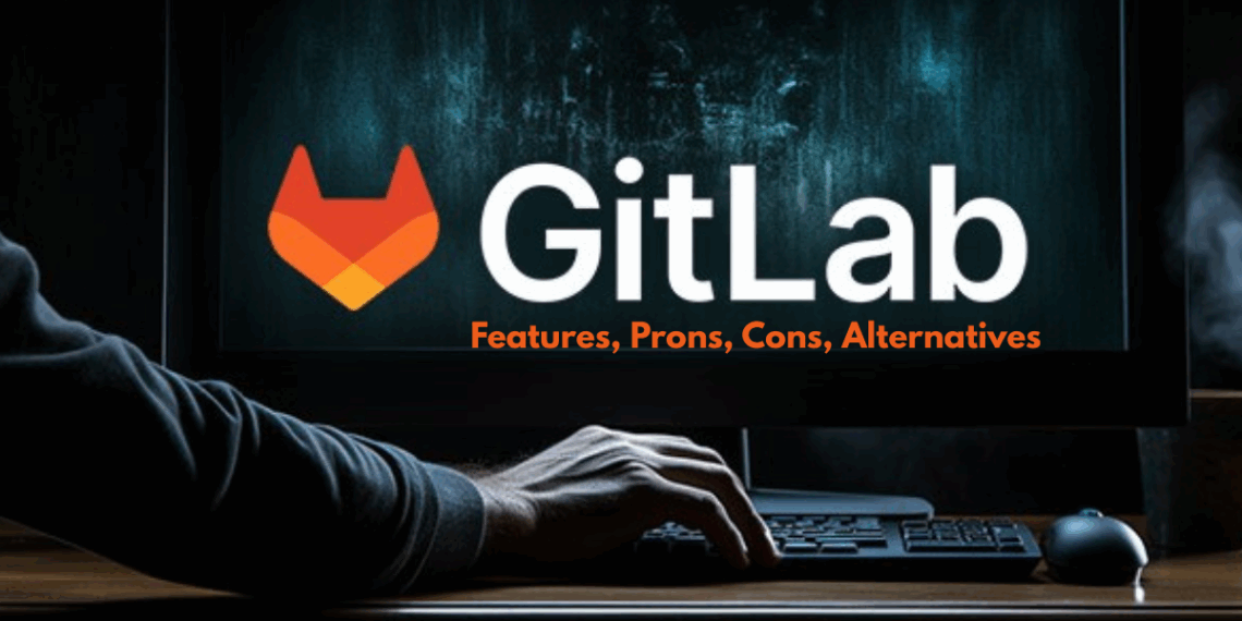 Illustration showing GitLab's branding alongside icons representing DevOps tools for startups.