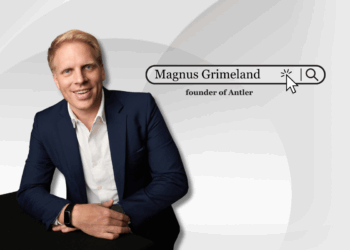 Magnus Grimeland, founder and CEO of Antler, posing for a professional cover photo with a confident and visionary expression.