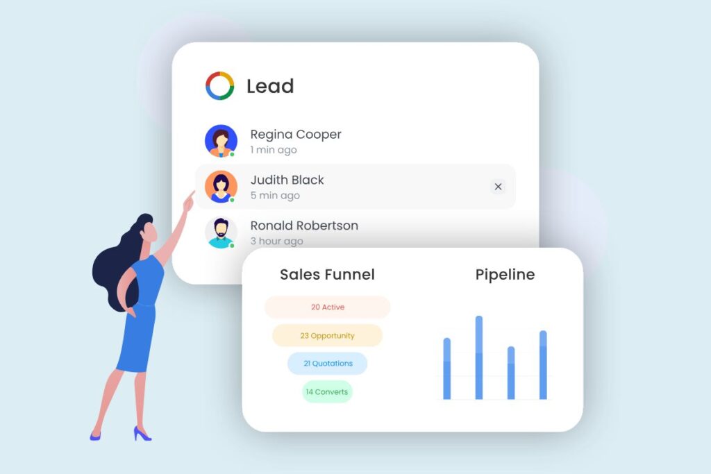 Graphic highlighting key OneHash features like lead management, automation, scheduling, and omnichannel support.