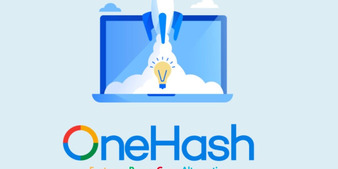 Visual cover featuring OneHash branding with icons representing CRM, ERP, chat, and scheduling tools for startups.