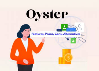 Illustration showing Oyster HR as a global hiring platform for startups, with visuals of distributed teams and compliance icons.