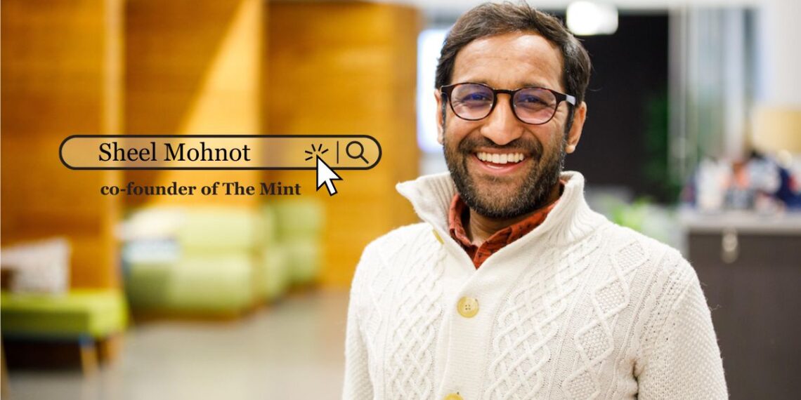 Portrait of Sheel Mohnot, co-founder of The Mint accelerator, smiling confidently against a fintech-themed background.