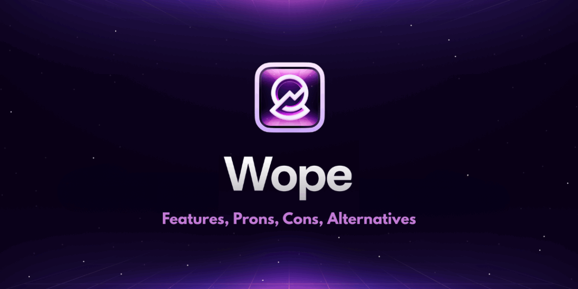 A branded cover image showcasing Wope's logo and tagline with visual elements related to SEO, growth charts, and AI.