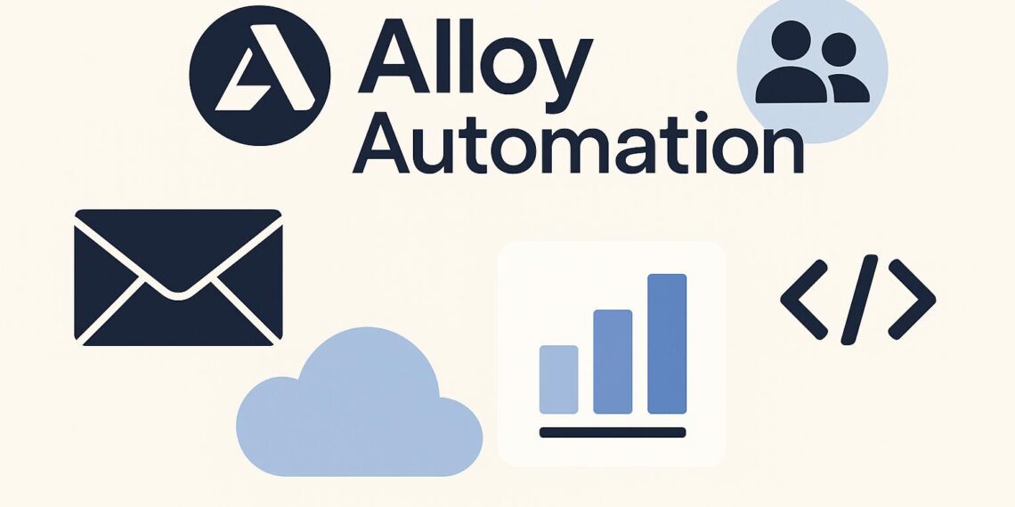 Cover image showing Alloy Automation branding tailored for startup founders, highlighting its relevance in business growth and team productivity.