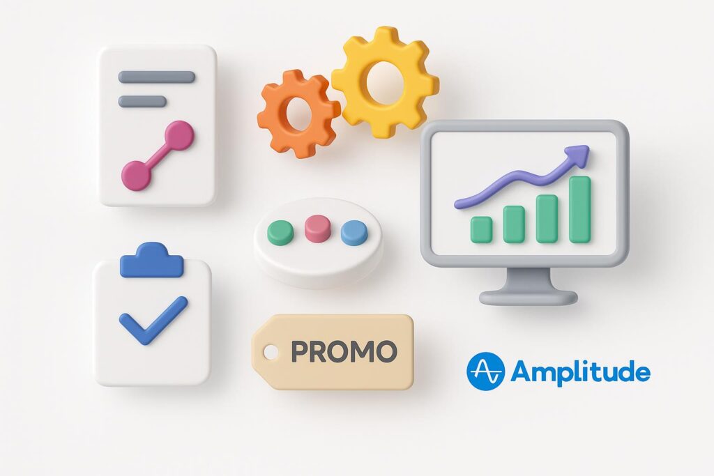 Visual breakdown of Amplitude key feature with a caption promoting the available startup discount through XRaise