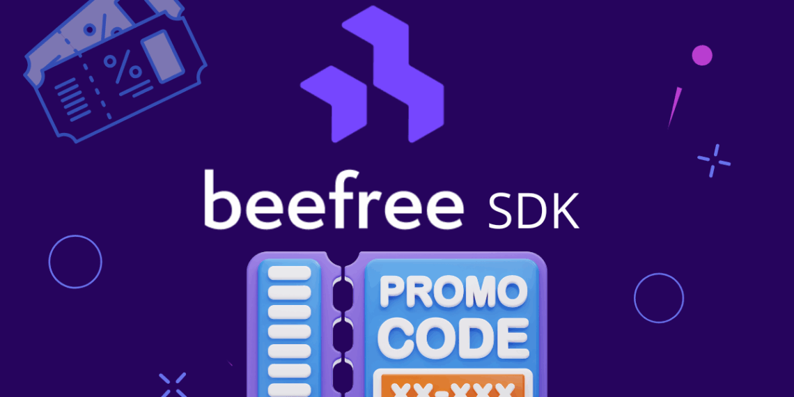 Beefree SDK promo code details showing 10,000 free credits and 50% off offer for startups via XRaise