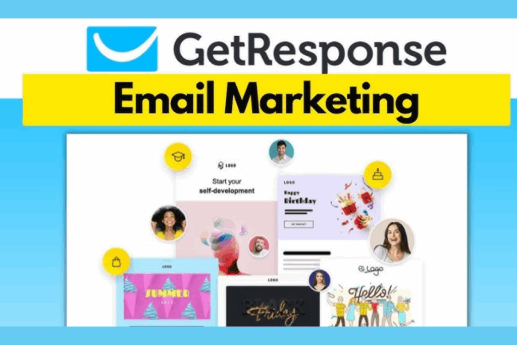 Example of GetResponse drag and drop email editor with customizable templates used in startup campaigns
