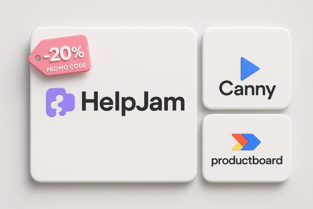 Comparison chart of HelpJam vs top alternatives (e.g., Canny, Productboard), highlighting the benefits of using XRaise to claim the HelpJam startup promo code