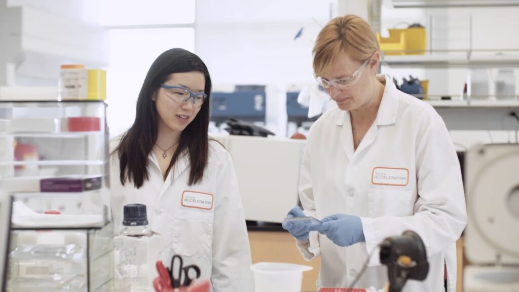 Graphic showcasing the key benefits of the Illumina Accelerator Venture Lab, including lab space, sequencing access, mentorship, and venture funding support.