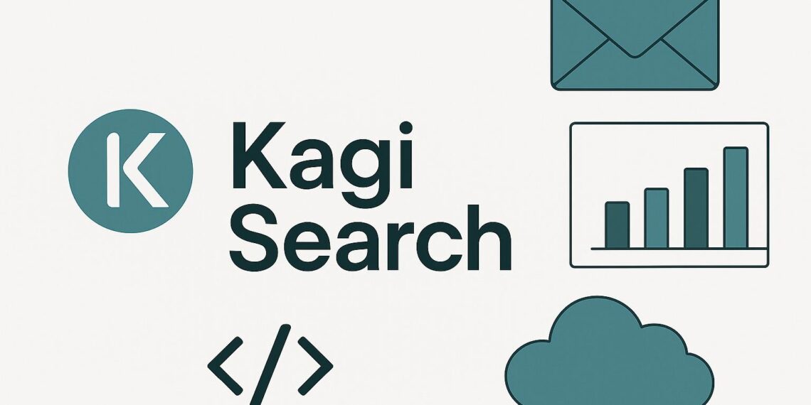 Cover image showing Kagi Search branding tailored for startup founders, highlighting its relevance in business growth and team productivity.
