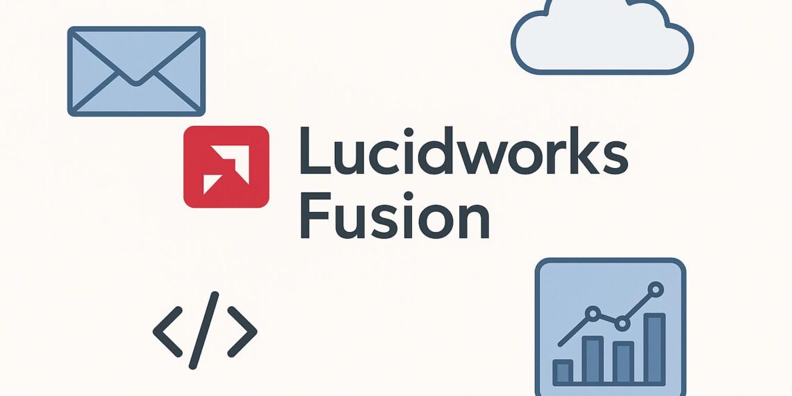 Cover image showing Lucidworks Fusion branding tailored for startup founders, highlighting its relevance in business growth and team productivity.