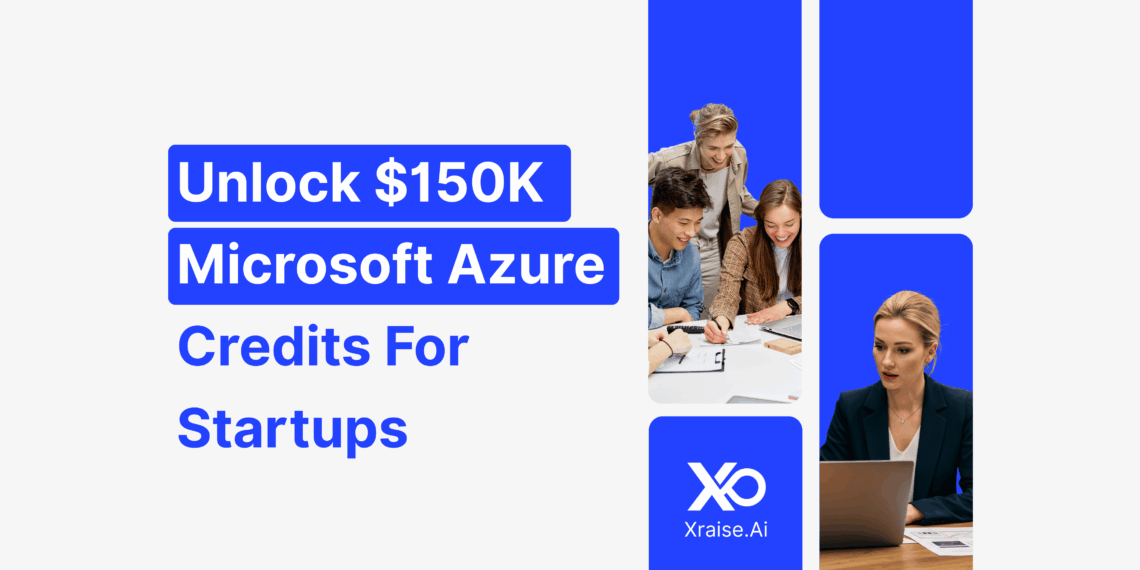 Microsoft Azure credits banner showing startups unlocking $150K