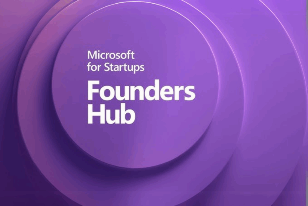 Screenshot of the Microsoft for Startups Founders Hub dashboard showing credits, tools, and mentorship access.