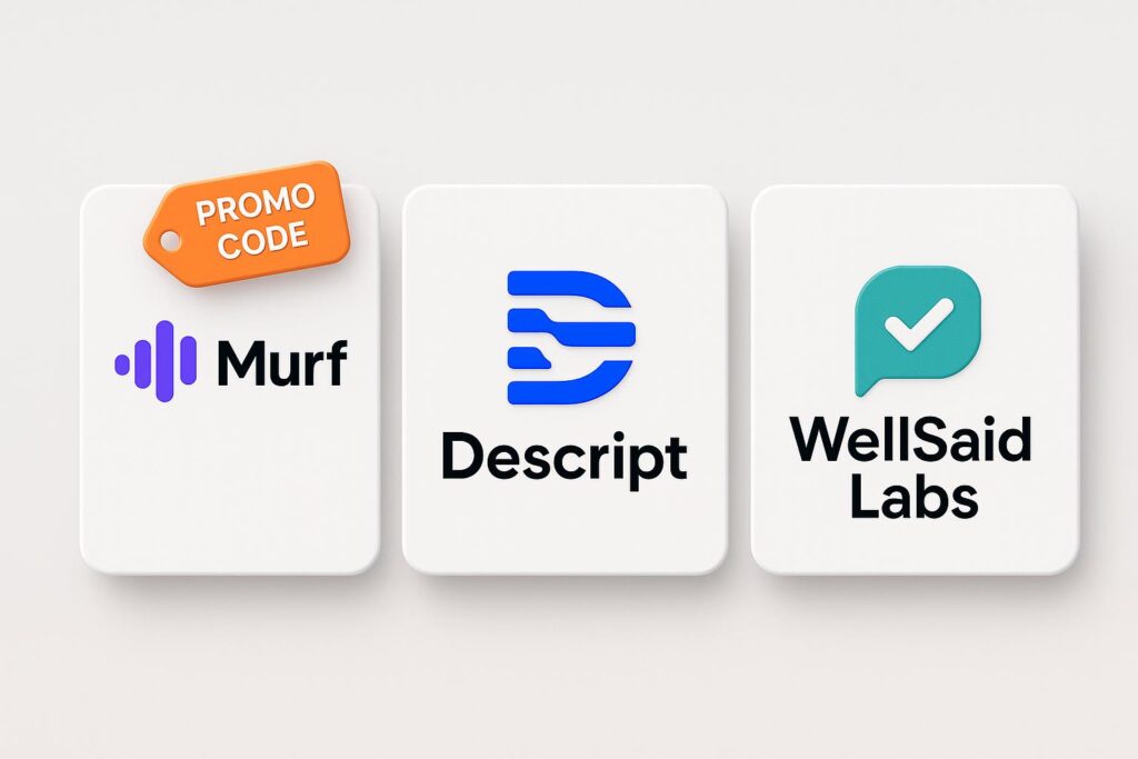 Comparison chart of Murf AI vs top alternatives (e.g., Descript, WellSaid Labs), highlighting the benefits of using XRaise to claim the Murf AI startup promo code