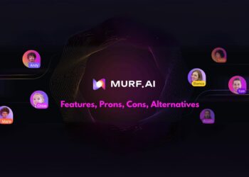 A promotional banner showing Murf AI branding with icons representing voiceover, AI, and startup use cases.