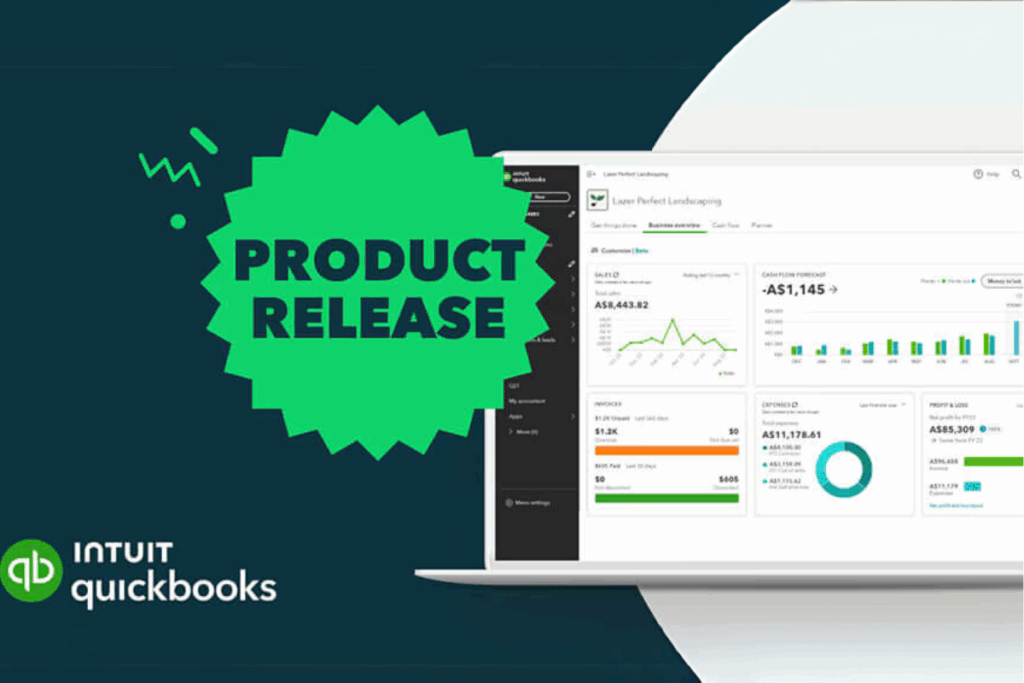 Visual breakdown of QuickBooks features like invoicing, expense tracking, reports, and integrations tailored for startup use.