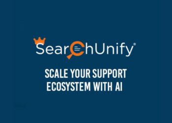 Cover image showing SearchUnify branding tailored for startup founders, highlighting its relevance in business growth and team productivity.