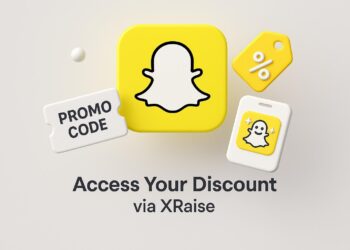 Illustrated cover image featuring the Snapchat logo and interface, highlighting the exclusive startup promo code available via XRaise