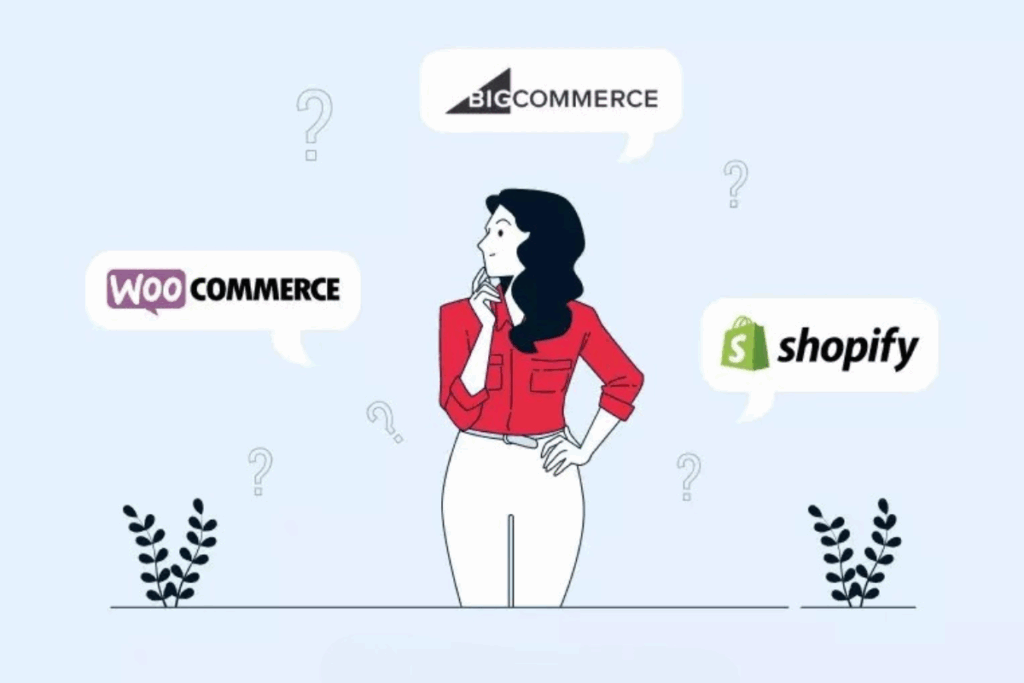 Comparison chart or visual showing WooCommerce alongside Shopify and BigCommerce, highlighting differences in pricing, features, and support.
