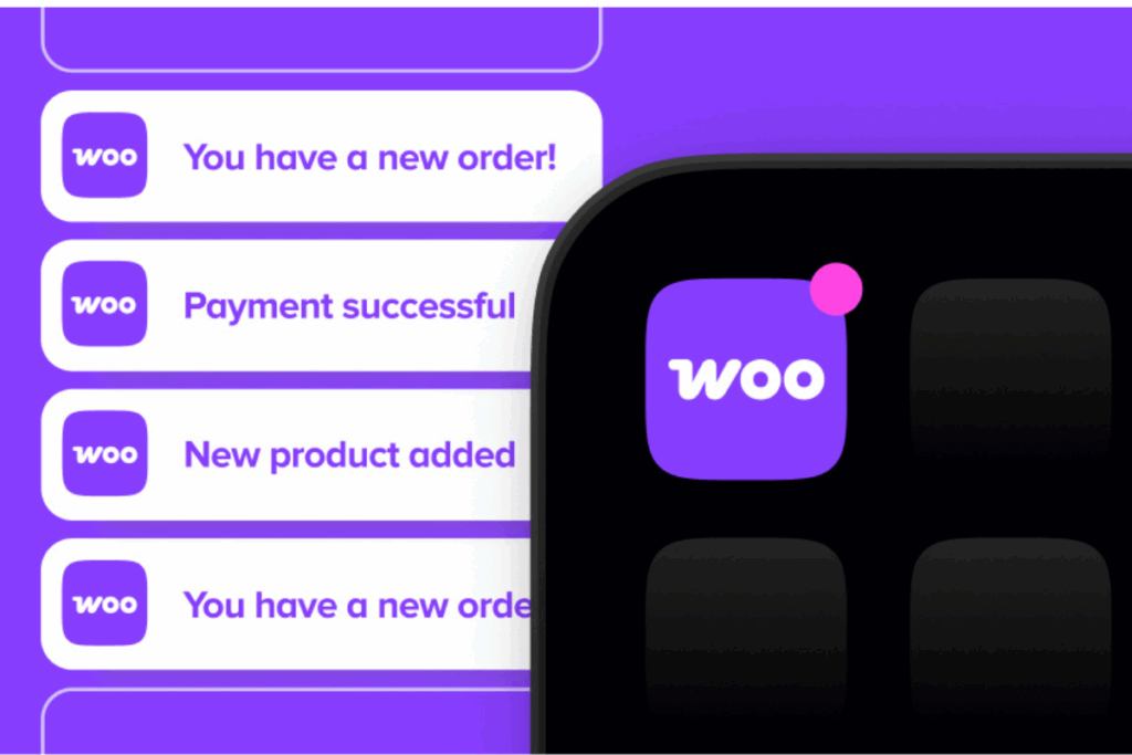 Visual breakdown of WooCommerce features including customization options, payment gateways, SEO tools, and shipping settings.