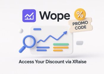 Illustrated cover image featuring the Wope logo and interface, highlighting the exclusive startup promo code available via XRaise