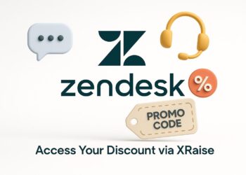 Illustrated cover image featuring the Zendesk logo and interface, highlighting the exclusive startup promo code available via XRaise