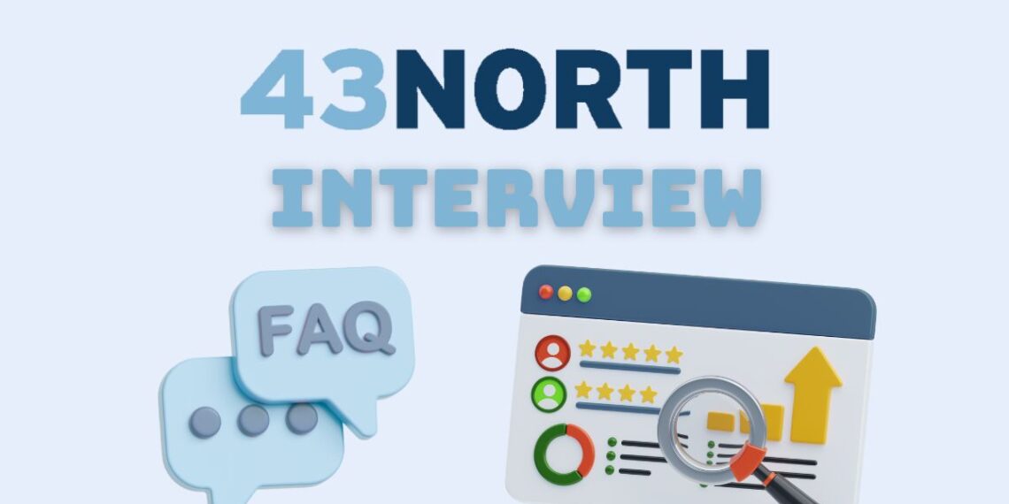 Minimalist illustration representing a founder preparing for a 43North Accelerator Interview — laptops open, notes on the desk, focused atmosphere.