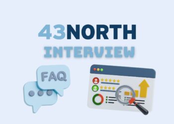 Minimalist illustration representing a founder preparing for a 43North Accelerator Interview — laptops open, notes on the desk, focused atmosphere.