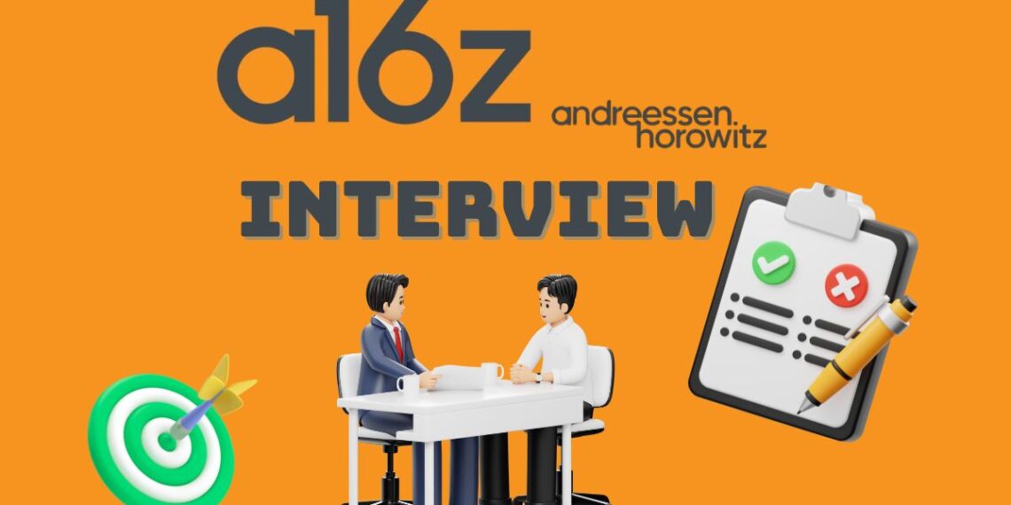 Minimalist illustration representing a founder preparing for a A16Z Speedrun Accelerator Interview — laptops open, notes on the desk, focused atmosphere.