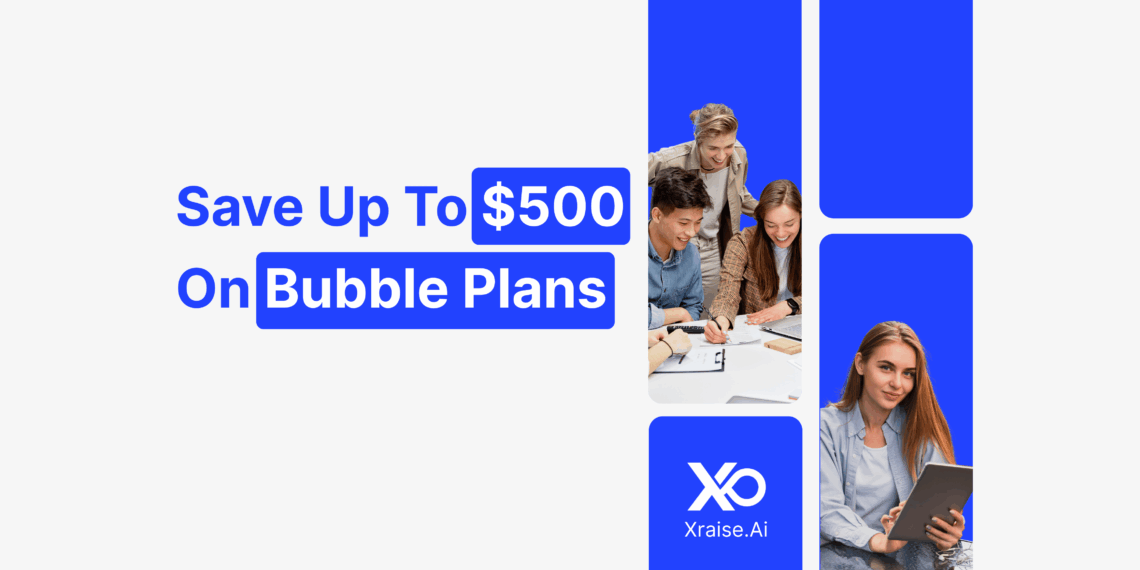 Bubble Promo Code banner with founders