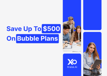 Bubble Promo Code banner with founders