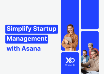 Startup founders using laptops and tablets, representing Asana’s project management tool for startups via XRaise.