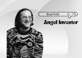 Illustration of Brad Feld running a marathon while juggling startup pitch decks.