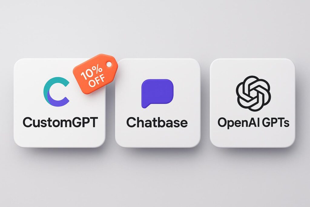Comparison chart of CustomGPT vs top alternatives (e.g., Chatbase, OpenAI GPTs), highlighting the benefits of using XRaise to claim the CustomGPT startup promo code