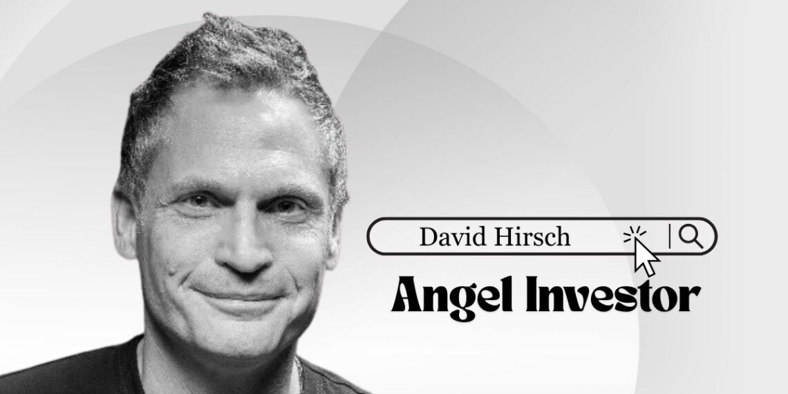 Portrait of angel investor David Hirsch with a confident smile, symbolizing speed, funding, and B2B SaaS investment focus.