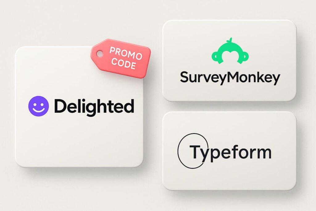 Comparison chart of Delighted vs top alternatives (e.g., SurveyMonkey, Typeform), highlighting the benefits of using XRaise to claim the Delighted startup promo code