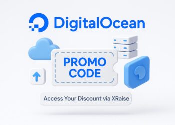 Illustrated cover image featuring the Digital Ocean logo and interface, highlighting the exclusive startup promo code available via XRaise