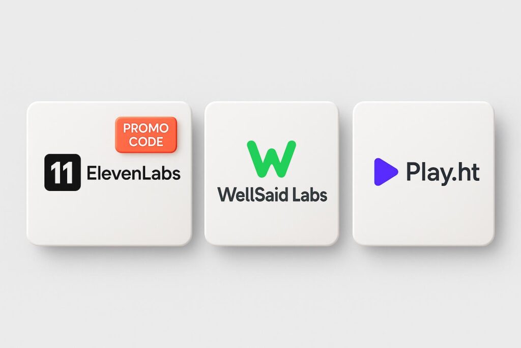 Comparison chart of ElevenLabs vs top alternatives (e.g., WellSaid Labs, Play.ht), highlighting the benefits of using XRaise to claim the ElevenLabs startup promo code
