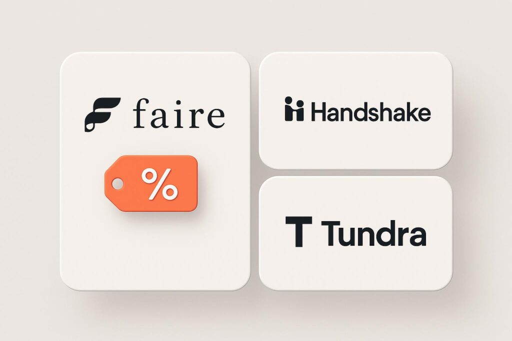 Comparison chart of Faire vs top alternatives (e.g., Handshake, Tundra), highlighting the benefits of using XRaise to claim the Faire startup promo code