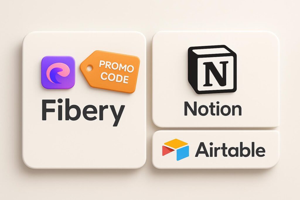 Comparison chart of Fibery vs top alternatives (e.g., Notion, Airtable), highlighting the benefits of using XRaise to claim the Fibery startup promo code