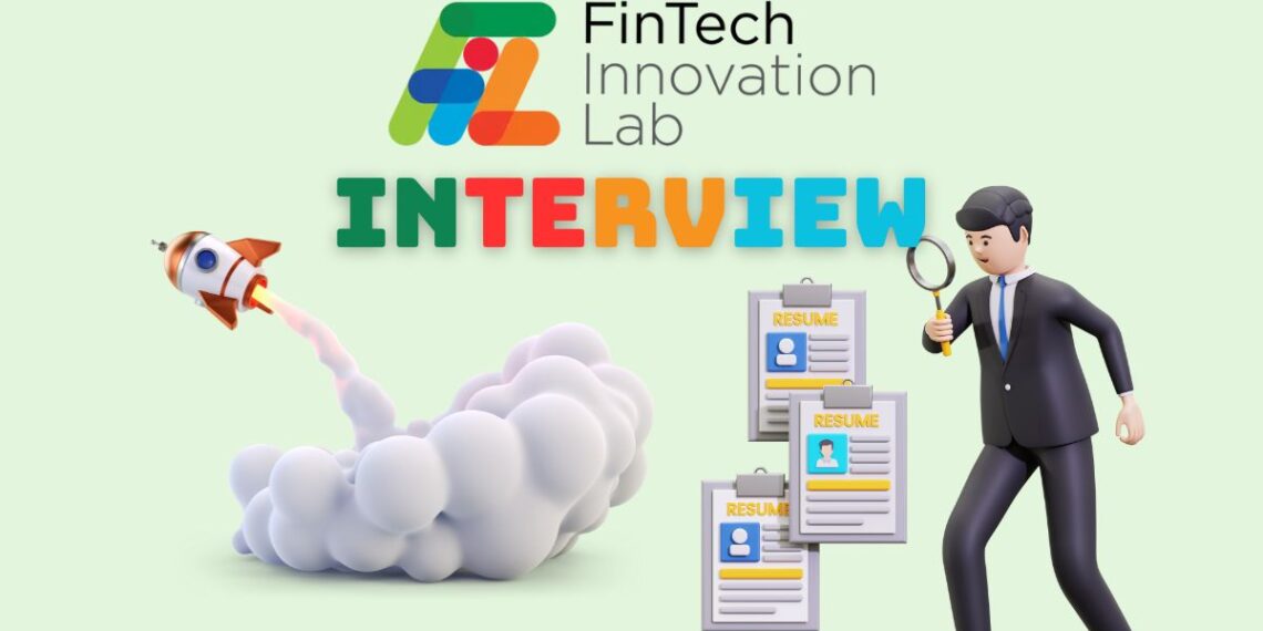 Minimalist illustration representing a founder preparing for a FinTech Innovation Lab Accelerator Interview — laptops open, notes on the desk, focused atmosphere.