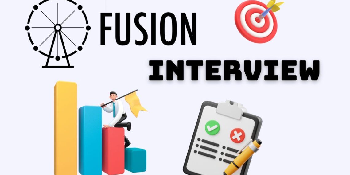 Minimalist illustration representing a founder preparing for a Fusion VC Accelerator Interview — laptops open, notes on the desk, focused atmosphere.