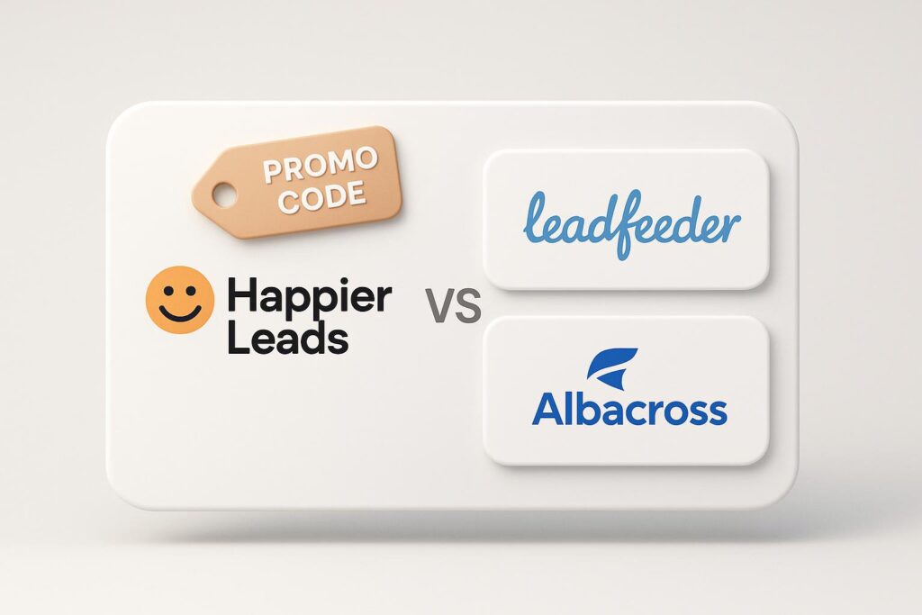 Comparison chart of HappierLeads vs top alternatives (e.g., Leadfeeder, Albacross), highlighting the benefits of using XRaise to claim the HappierLeads startup promo code