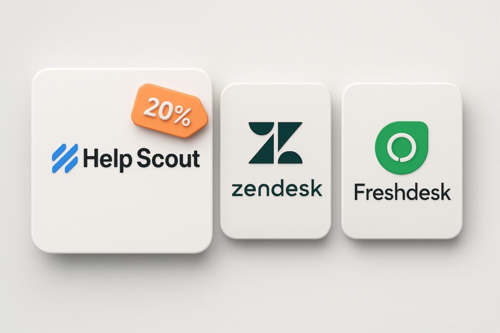 Comparison chart of Help Scout vs top alternatives (e.g., Zendesk, Freshdesk), highlighting the benefits of using XRaise to claim the Help Scout startup promo code