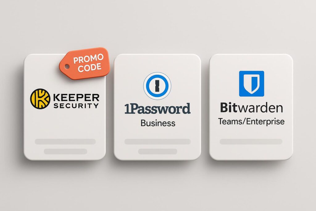 Comparison chart of Keeper Security vs top alternatives (e.g., 1Password Business, Bitwarden Teams/Enterprise), highlighting the benefits of using XRaise to claim the Keeper Security startup promo code