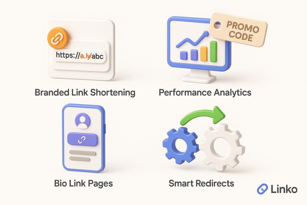 Visual breakdown of Linko key feature with a caption promoting the available startup discount through XRaise